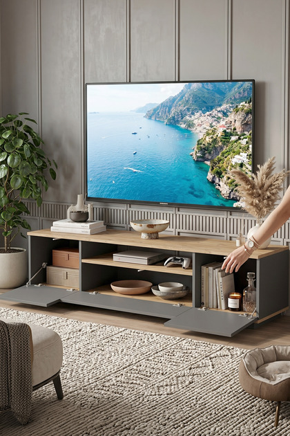 Yurudesign Future Tv Ünitesi Fr7-aa Çam-Antrasit - Fiyatı, Yorumları