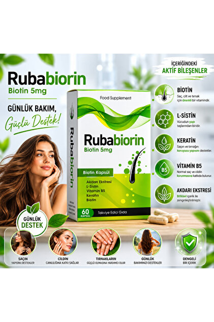 Rubabiorin 60 Pieces Hair Care with Biotin Keratin and Herbal Ingredients