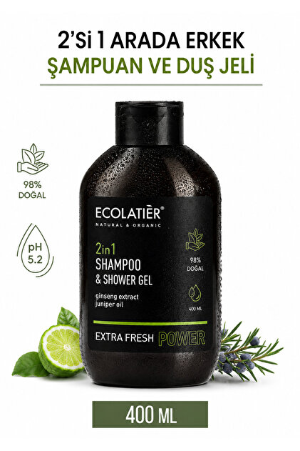 Men's Shampoo and Shower Gel 2 in 1 with Ginseng and Juniper Oil 400 ml