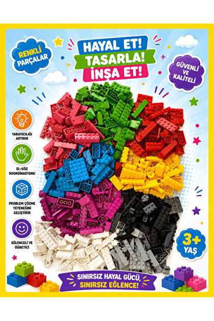 p parti oyunevi Funny Blocks Mikro Blok 300 Parça Plastik Kutulu