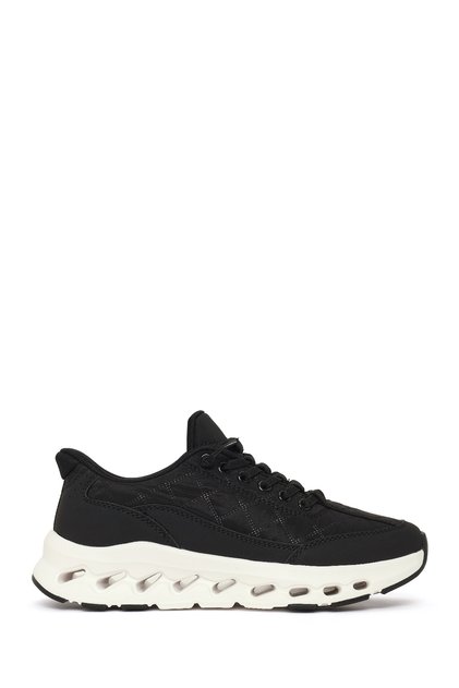 Women's Black Lace-Up Thick-Soled Sneaker 26Pfe496014