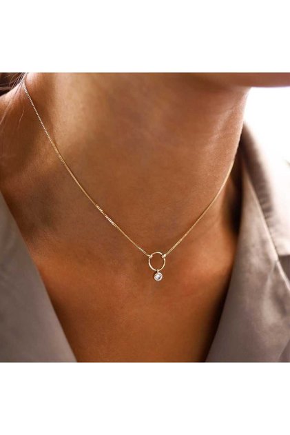 Tek Taşlı Choker Kolye
