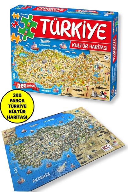 TOYFEST 260 Parçalı Türkiye Kültür Haritası Eğitici Puzzle Yapboz