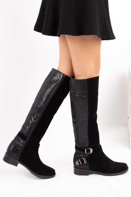 Black Snake Suede Women's Boots E726203402