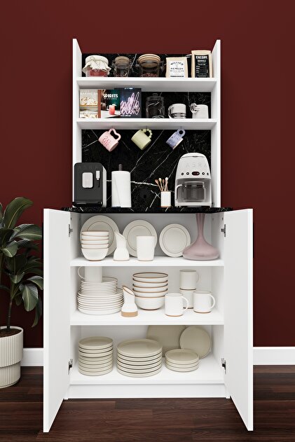 Asra Trend Modern Kahve Köşesi Dolabı %100 MDF Çok Amaçlı Erzak