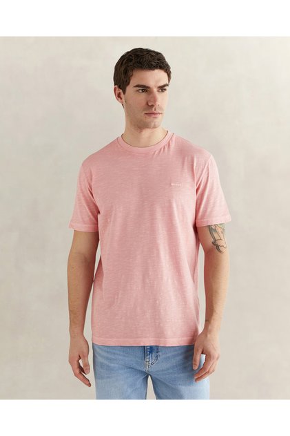 Men's Pink Crew Neck Regular Fit T-Shirt