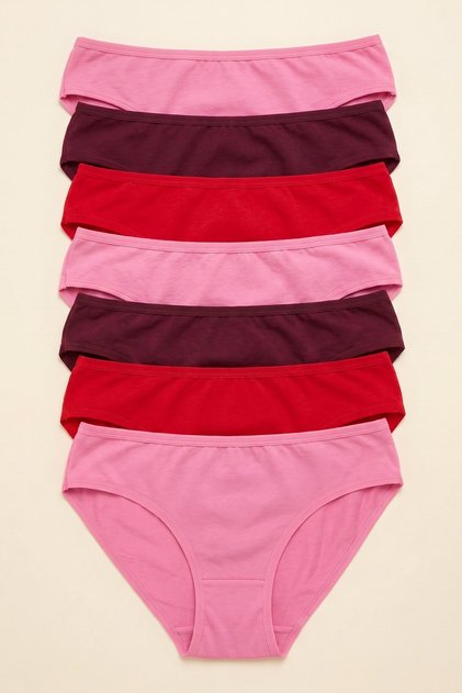 Plus Size Women's Bikini Panties 7 Pack Mixed Color Cotton Comfortable Cut