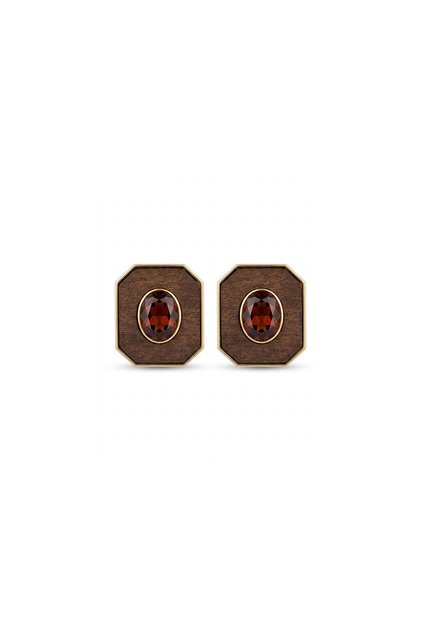 Kavhe Square Stone Wooden Earrings