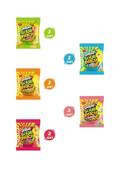 Sour Patch Kids Ekşi Tatlı Aromalı Şekerleme Çeşitleri 80g - 10 Adet
