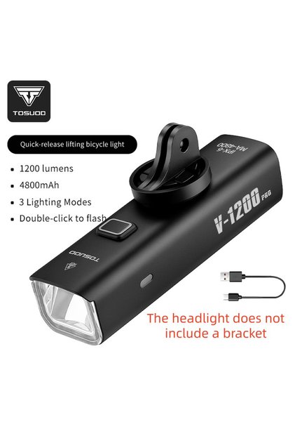 1200 pro lumens TOSUOD Bicycle Front Light 1500 Lumens 4800mAh Bike Light Splash Resistant Water USB