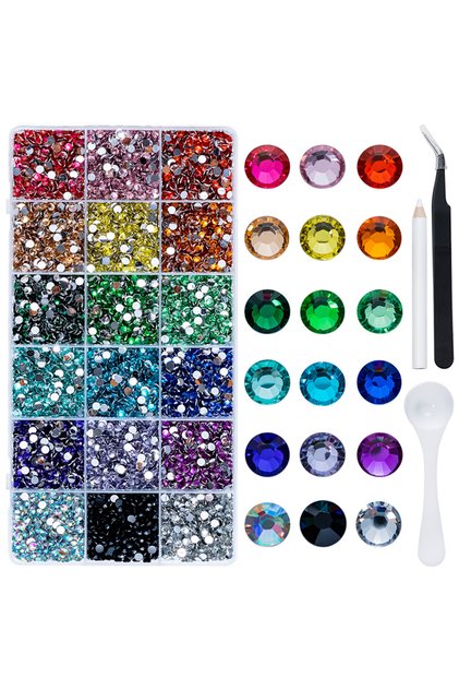 5mm-7200pcs Resin 18 Grids DUCRYSTAL 18Color Resin Rhinestone tools set 3/4/5mm Non-Hotfix Flatback