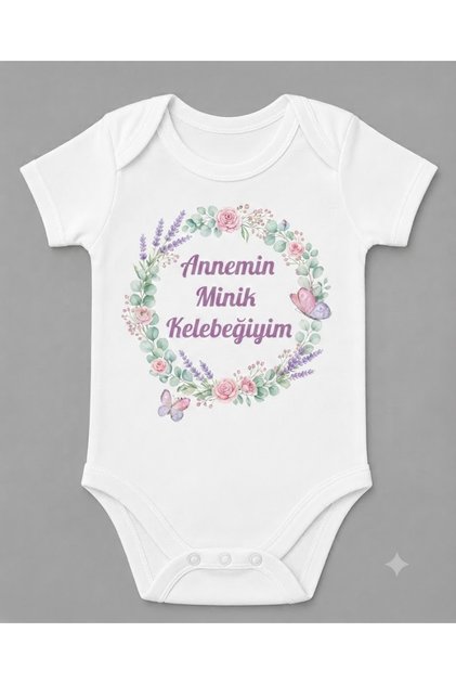 I'M Mommy's Little Butterfly Printed Snap Fastener Baby Bodysuit