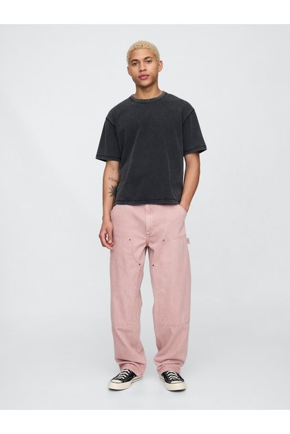 Erkek Pembe UltraSoft Double-Knee Carpenter Baggy Jean Pantolon