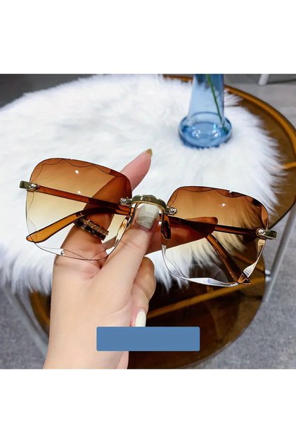 white C2 1/3PCS Square Rimless Sunglasses Women Luxury Brand Designer Summer Red Glasses Fashion Sun