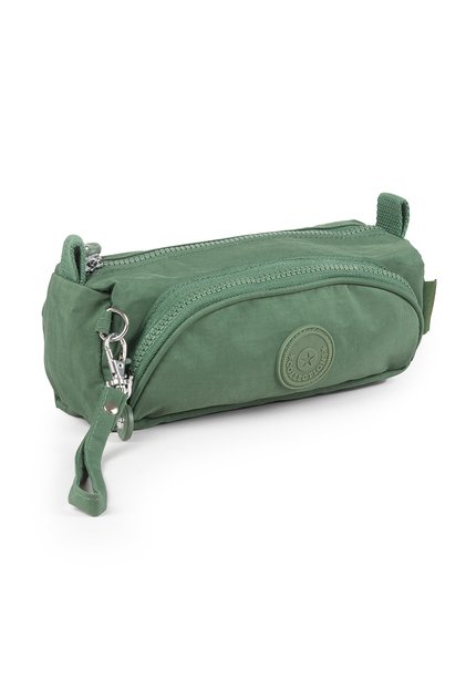Green Clinker Crinkle - 2 Zippered Wrist Strap Pocket, Phone and Makeup Bag, Wallet Pen Holder 1115J