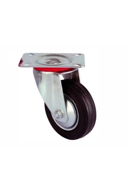 Service Wheel - Black Swivel with Table - Diameter 125 mm