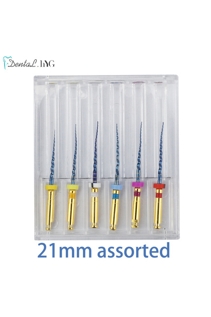 ملفات أسنان دوارة عالمية من النيتينول مقاس 21 مم متنوعة من HARBOR Dental SX-F3 باللون الأزرق، مضادة للإجهاد للاستخدام في علاج جذور الأسنان.