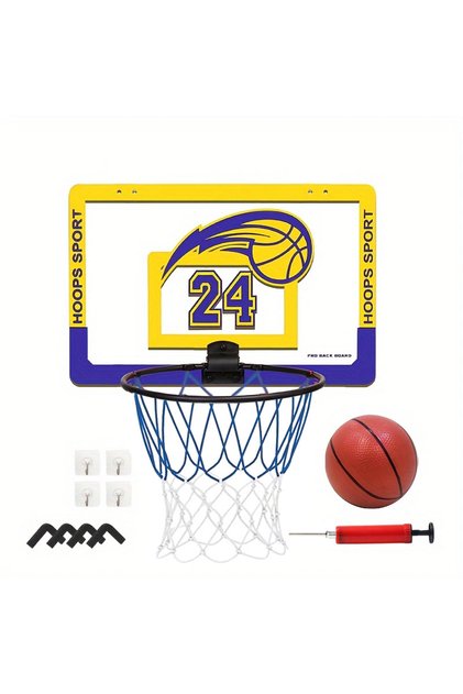 yellow Children's wall mounted silent non porous foldable basketball stand indoor and outdoor activi