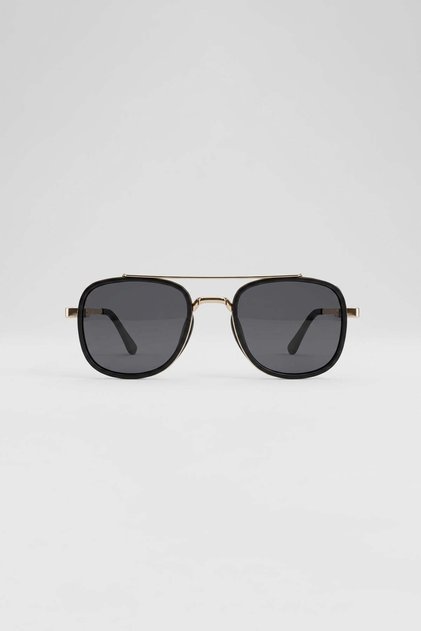 Men's Modern Pilot Metal Frame Sunglasses Black