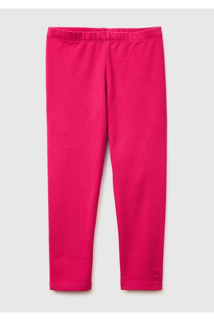 Girl's long leggings with dark pink logo