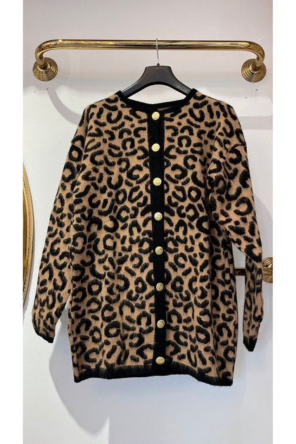 Leopard Patterned Knitwear Cardigan