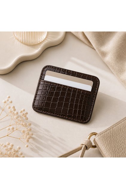 Unisex Crocodile Patterned Card Holder Wallet – Slim, Stylish, and Practical Card Holder (4 Card Capacity)