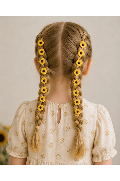 Girl's Hair Charm-Sunflower (Price Is for 10 Pieces)