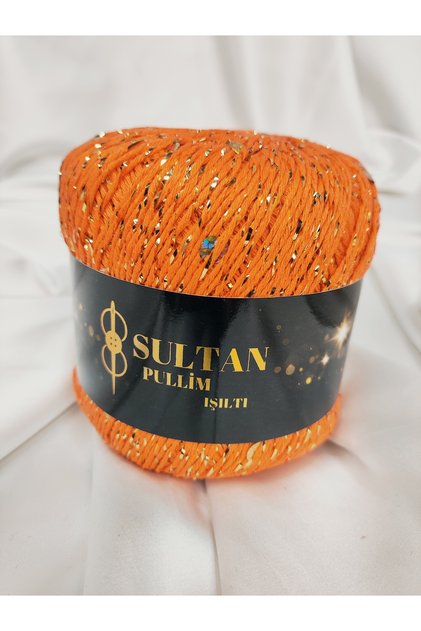 Sequin Shine Orange Shimmering Sequin Hand Knitting Yarn 50Gr. (4 Pieces) - Color: 2702