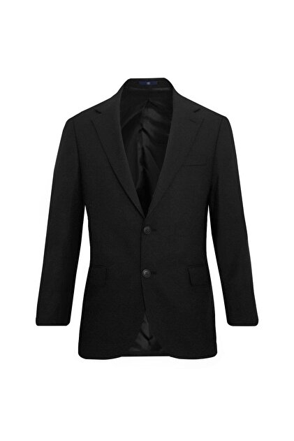 Uki SİYAH Comfort Fit, Mono Yaka, 2 Düğme Çift Yırtmaçlı , Kapaklı