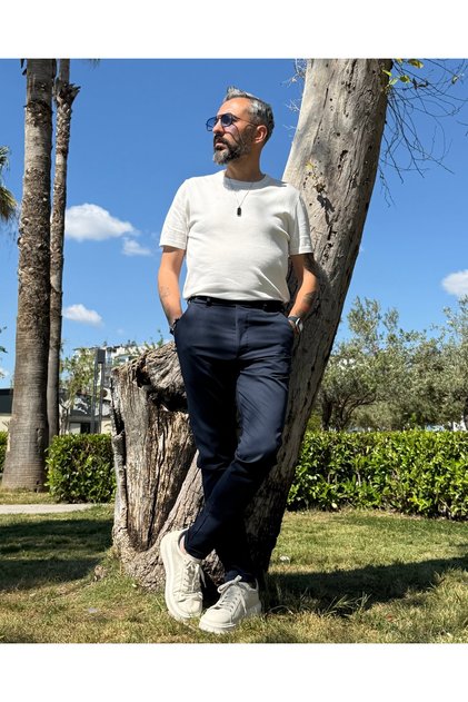 Men's Italian Cut Double Cuffed Old Money Trousers with Side Buttons