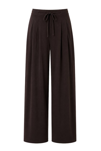 2116 Women's High Waist Wide Leg Modal Textured Trousers Brown