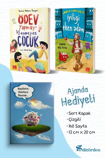 Ödev Yapmayı Sevmeyen Çocuk - Konuşan Kütüphane 1 İyiliği Eken Adam - Ajanda Hediyeli