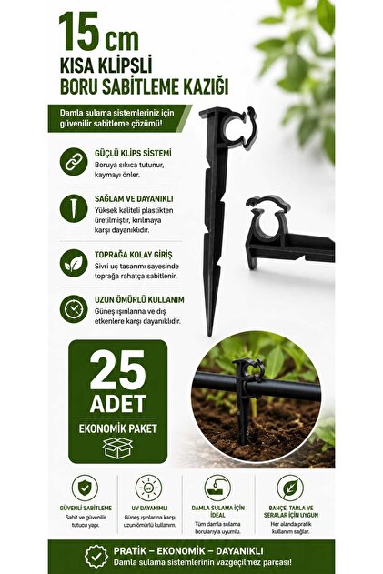 Uredrip Boru Sabitleme Kazığı Klipsli Kısa (25 Adet) - Fiyatı