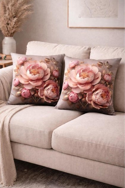 Rose Printed 2-Piece Throw Pillow Cover 40X40 cm