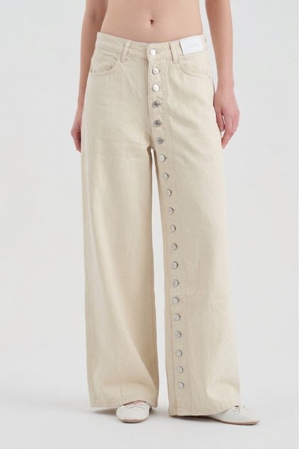 Women's Palazzo Jeans with Complete Button Detailing on the Front