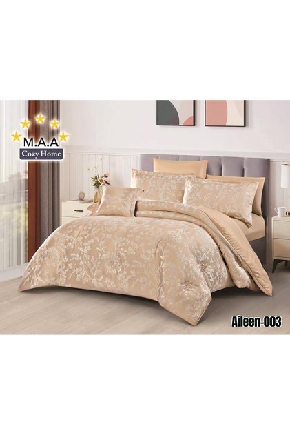 Double Bedspread Jacquard Patterned Sakura 240*260 - 7 Piece Set - Nefirn Jacquard Duvet Cover Set