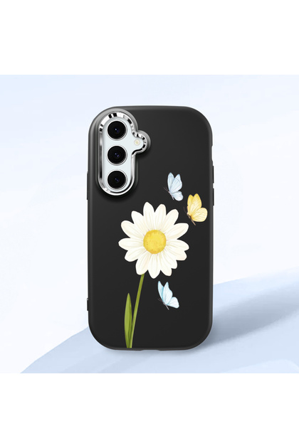 Black Silicone Case Compatible with Samsung Galaxy S24 Fe with Shock-Absorbing Camera Protections