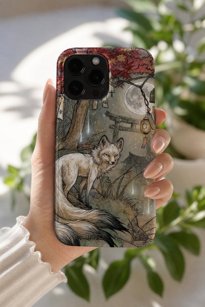 iPhone 15 Pro Max Compatible Launch Silicone Fox Pattern Shock Absorbing Case White