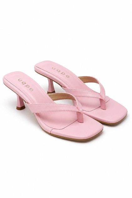 Zelda Wide Band Flip-Flop Clog Heeled Women's Slippers - Pink