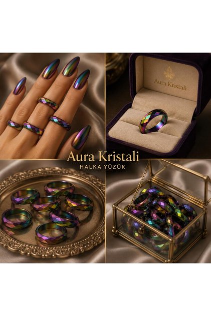 Aura Crystal Rainbow Rainbow Crystal Faceted Cut Ring Ring Color Transitioning Sparkling Women's