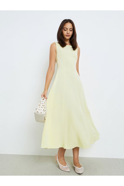 Yellow Sleeveless A-Line Maxi Dress