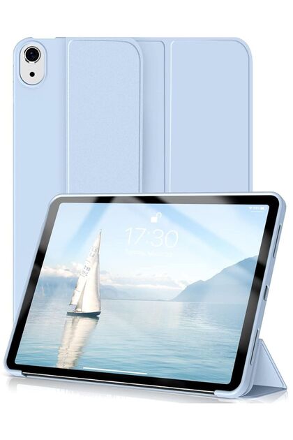 Калъф за iPad Air 11 инча M4/M3/M2, (2026-2024), Автоматично събуждане/заспиване, Мек TPU – Ледено синьо