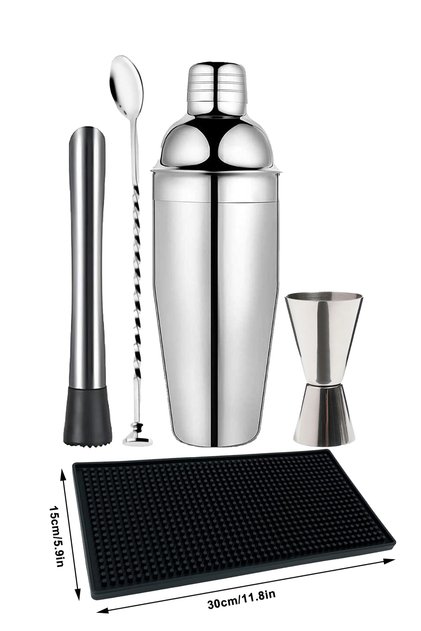 5 Piece Cocktail Set 750 ml Advantageous Shaker Package Mixology Equipment