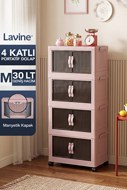 Lavine ”MEDIUM” 4 Katlı Portatif Dolap Organizer 30LT Çok Amaçlı
