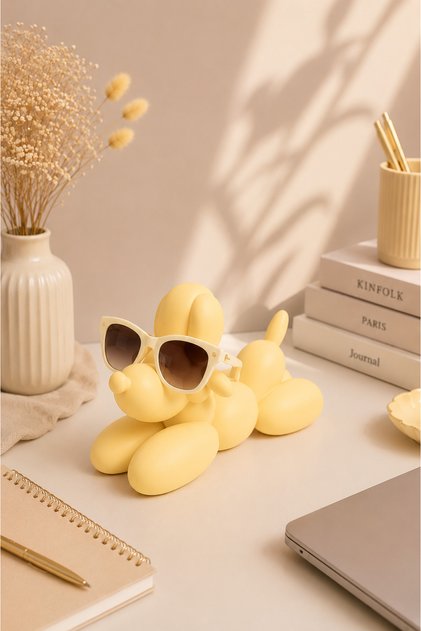 Decorative Glasses Stand Pink Dog Figurine Premium Office Desk Decor