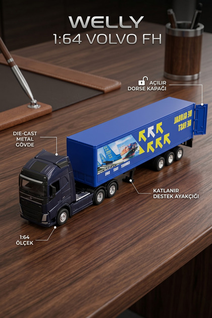 craftivio Welly 1:64 ÖLÇEK Volvo FH Diecast Metal Oyuncak Tır