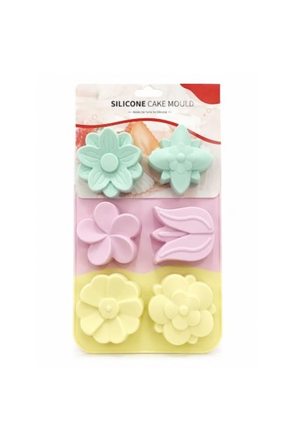 Formă din silicon pentru briose și monoporți, fără BPA, 6 compartimente florale, 27x18 cm