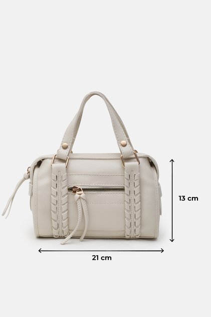 Women's Cream Wrinkled Leather Casual Style Hand, Crossbody and Shoulder Bag