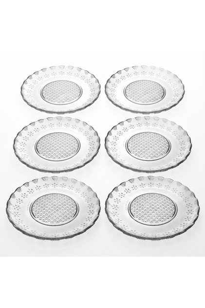 Set de 6 farfurii de sticlă pentru cină, 20 cm, pentru servirea deserturilor, a produselor de patiserie sau a aperitivelor