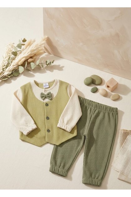 Baby Boy Suit with Bow Tie and Vest Look